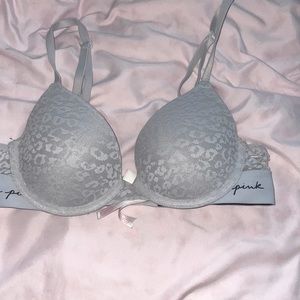 super cute light blue lace cheetah print bra